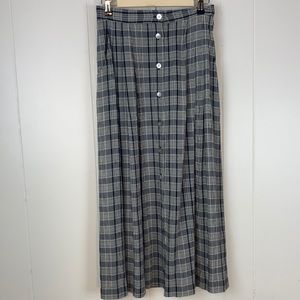 Women’s vintage button skirt black and white plaid with pockets